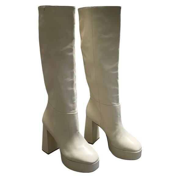 Larroude Biba Knee High Ivory Boots Women's Size 8 New Floor Model Condition - Picture 1 of 6